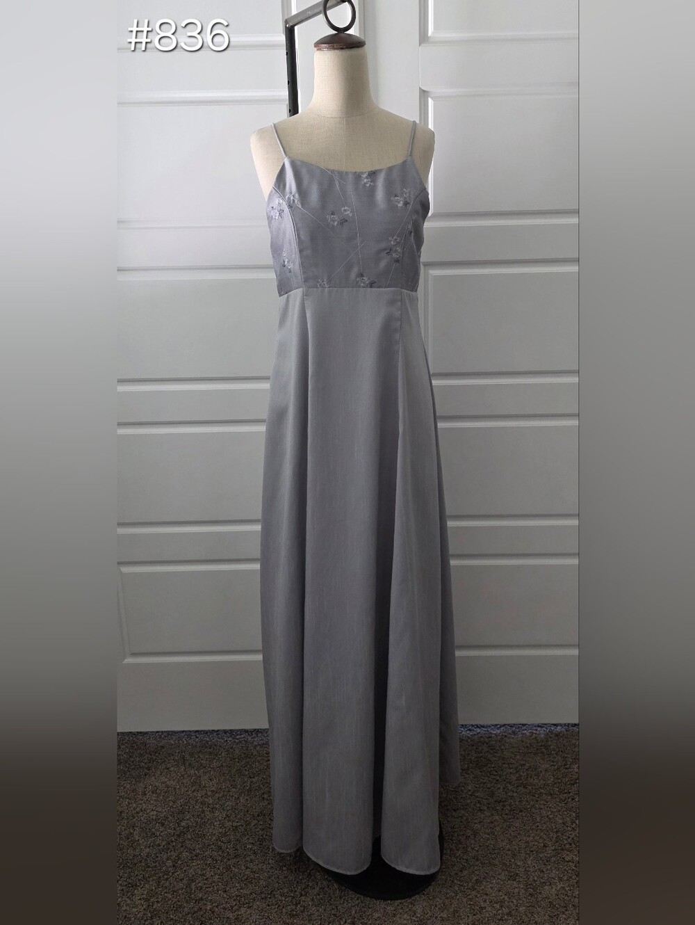 Girls' Silver-Gray Spaghetti Strap Formal Dress
